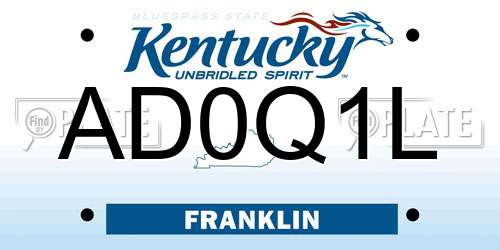 AD0Q1L Kentucky License Plate