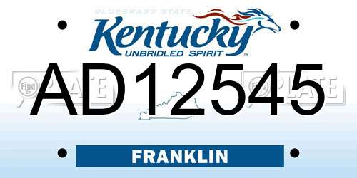 AD12545 Kentucky License Plate
