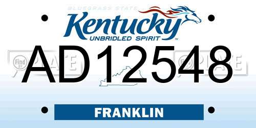 AD12548 Kentucky License Plate