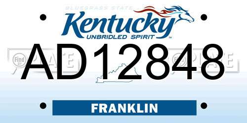 AD12848 Kentucky License Plate
