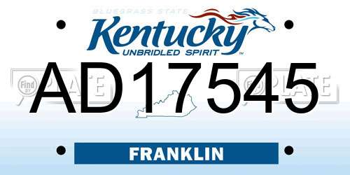 AD17545 Kentucky License Plate