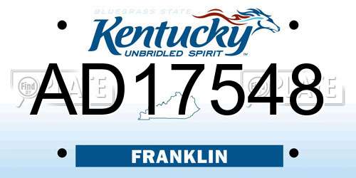 AD17548 Kentucky License Plate