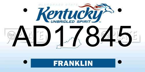 AD17845 Kentucky License Plate