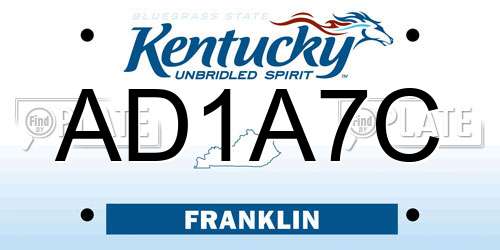 AD1A7C Kentucky License Plate