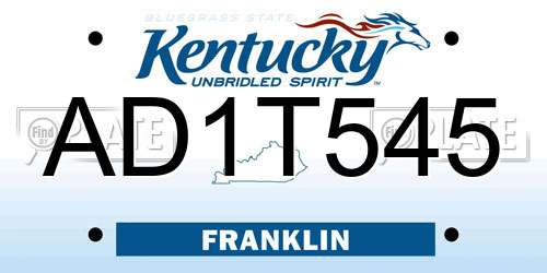 AD1T545 Kentucky License Plate