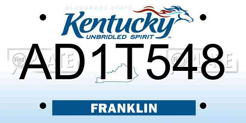 AD1T548 Kentucky License Plate