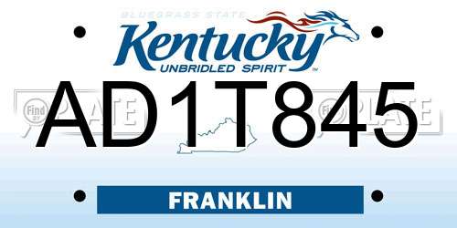 AD1T845 Kentucky License Plate
