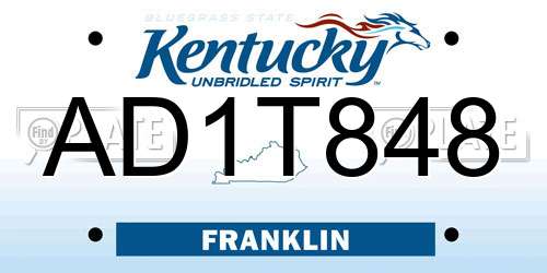 AD1T848 Kentucky License Plate