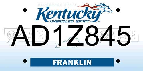 AD1Z845 Kentucky License Plate