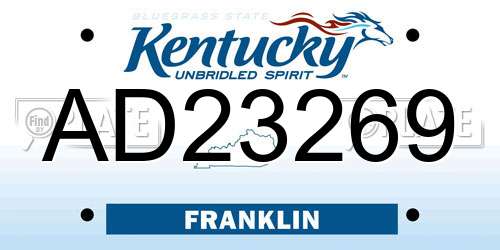 AD23269 Kentucky License Plate