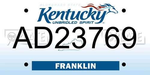 AD23769 Kentucky License Plate