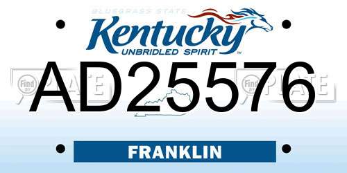 AD25576 Kentucky License Plate