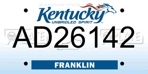 AD26142 Kentucky License Plate