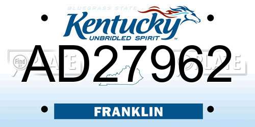 AD27962 Kentucky License Plate