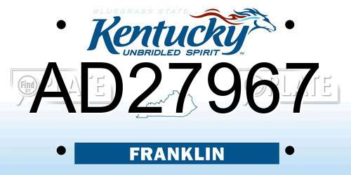 AD27967 Kentucky License Plate