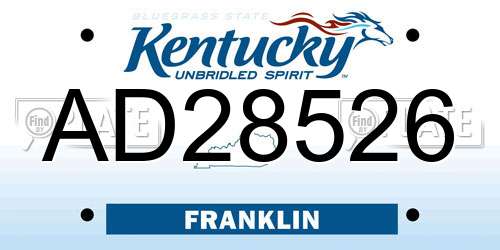 AD28526 Kentucky License Plate