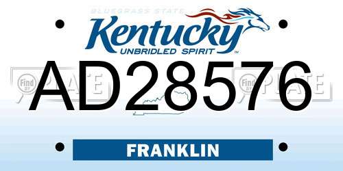 AD28576 Kentucky License Plate