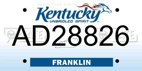 AD28826 Kentucky License Plate