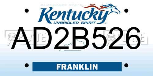 AD2B526 Kentucky License Plate