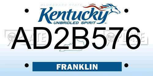 AD2B576 Kentucky License Plate