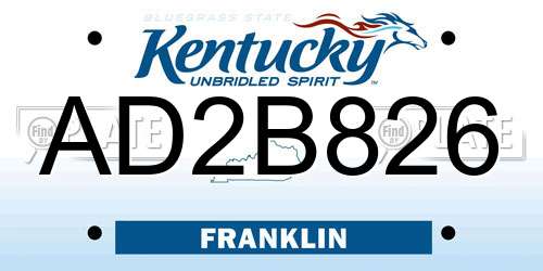 AD2B826 Kentucky License Plate