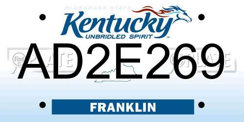 AD2E269 Kentucky License Plate
