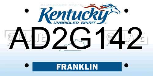 AD2G142 Kentucky License Plate