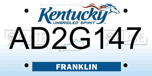 AD2G147 Kentucky License Plate