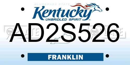 AD2S526 Kentucky License Plate