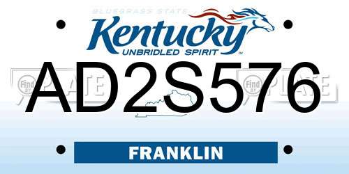 AD2S576 Kentucky License Plate