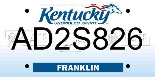 AD2S826 Kentucky License Plate