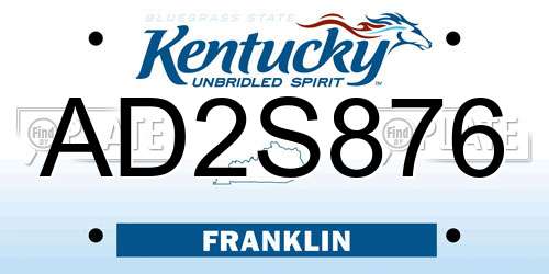 AD2S876 Kentucky License Plate