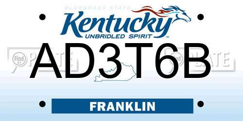 AD3T6B Kentucky License Plate