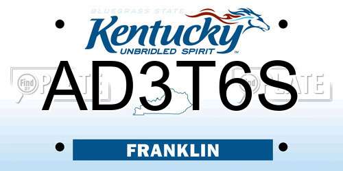 AD3T6S Kentucky License Plate