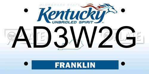 AD3W2G Kentucky License Plate