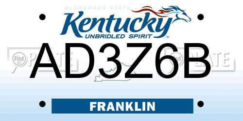 AD3Z6B Kentucky License Plate