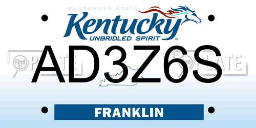 AD3Z6S Kentucky License Plate