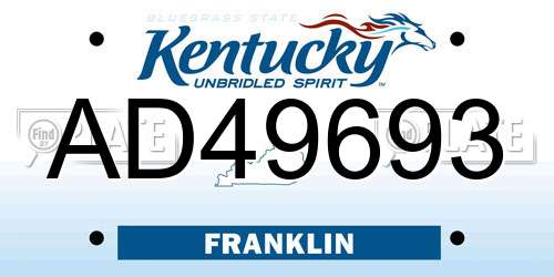 AD49693 Kentucky License Plate