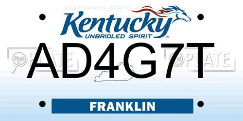 AD4G7T Kentucky License Plate