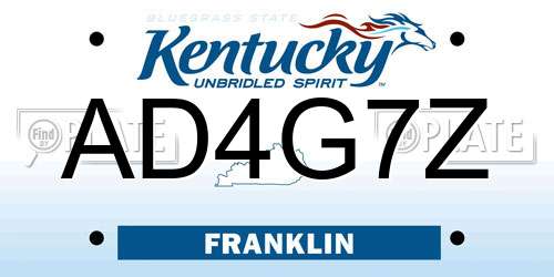 AD4G7Z Kentucky License Plate