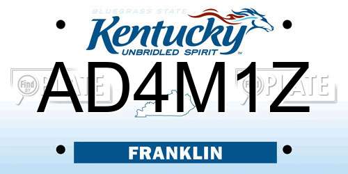 AD4M1Z Kentucky License Plate