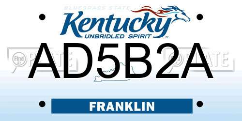 AD5B2A Kentucky License Plate