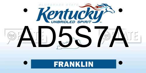 AD5S7A Kentucky License Plate