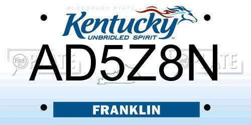 AD5Z8N Kentucky License Plate