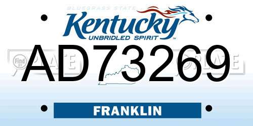 AD73269 Kentucky License Plate