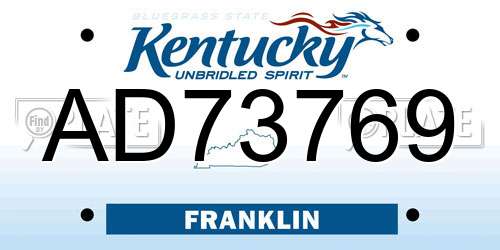 AD73769 Kentucky License Plate