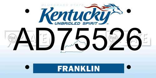 AD75526 Kentucky License Plate