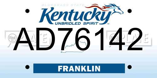 AD76142 Kentucky License Plate