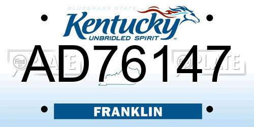 AD76147 Kentucky License Plate