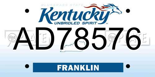 AD78576 Kentucky License Plate